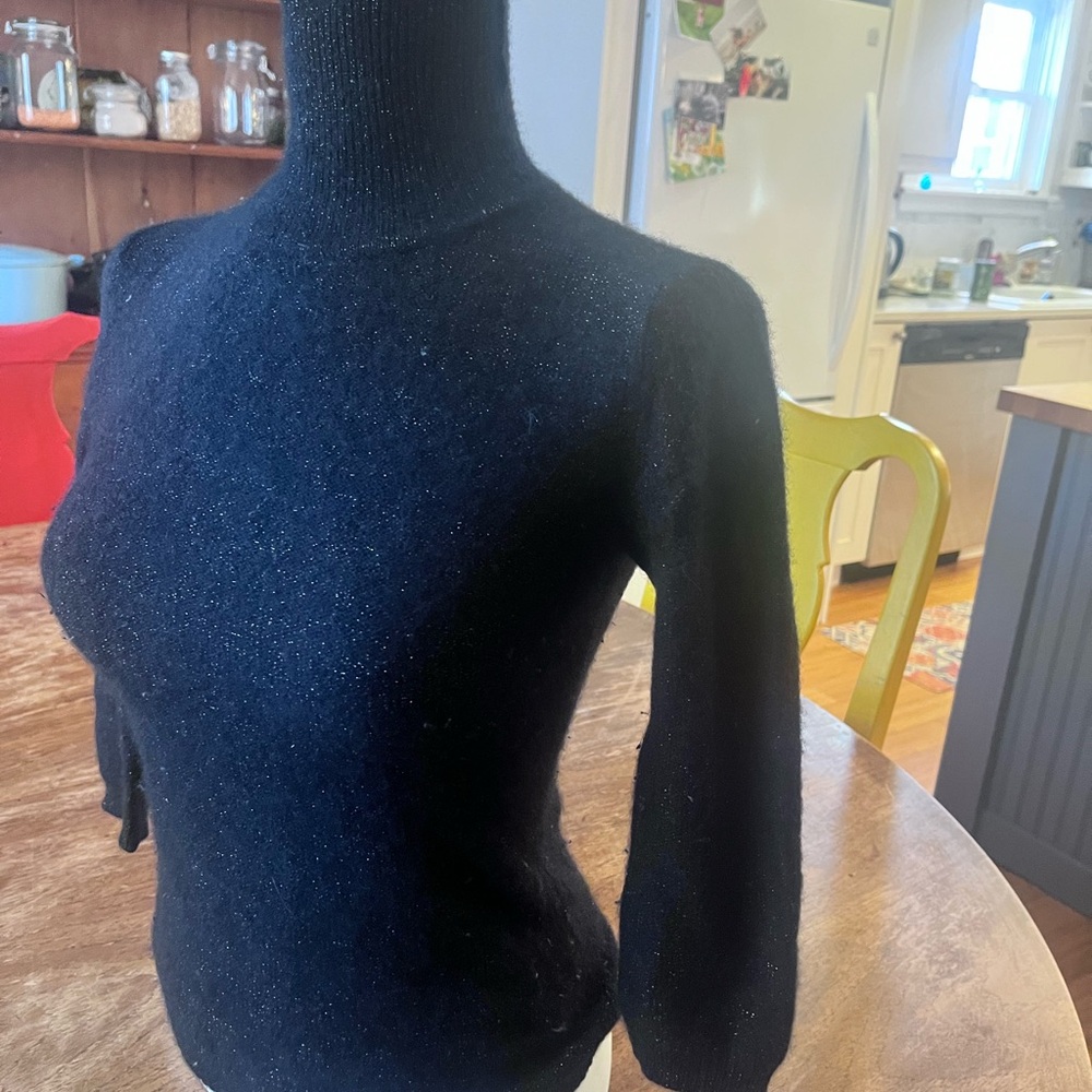 BCBG Holiday Black CASHMERE Turtleneck Sweater.